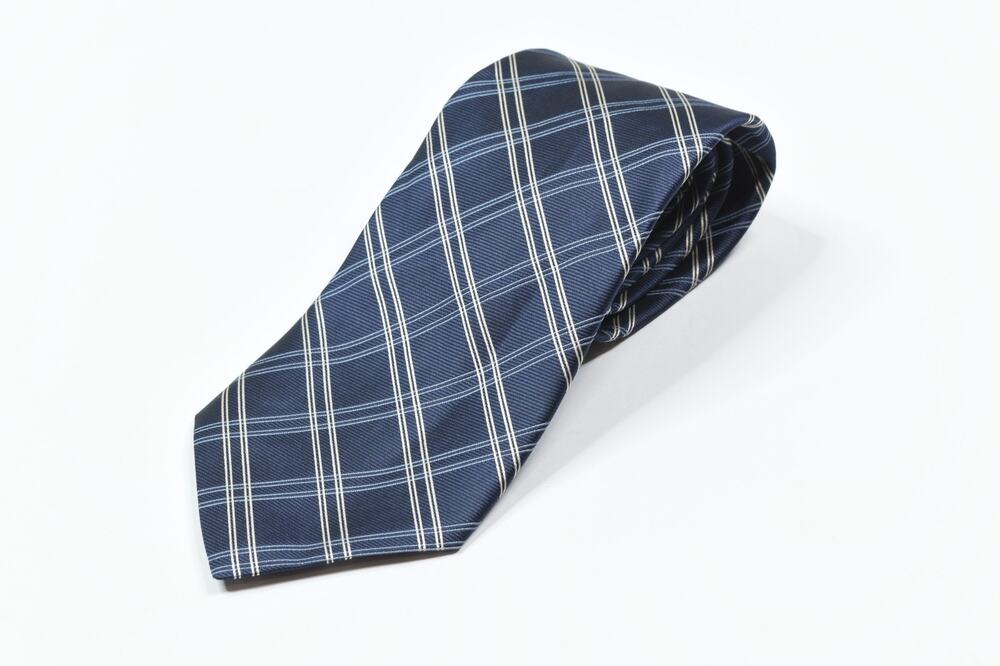 Brooks Brothers 346 Neck Tie Mens Blue White Plaid 100% Silk Classic